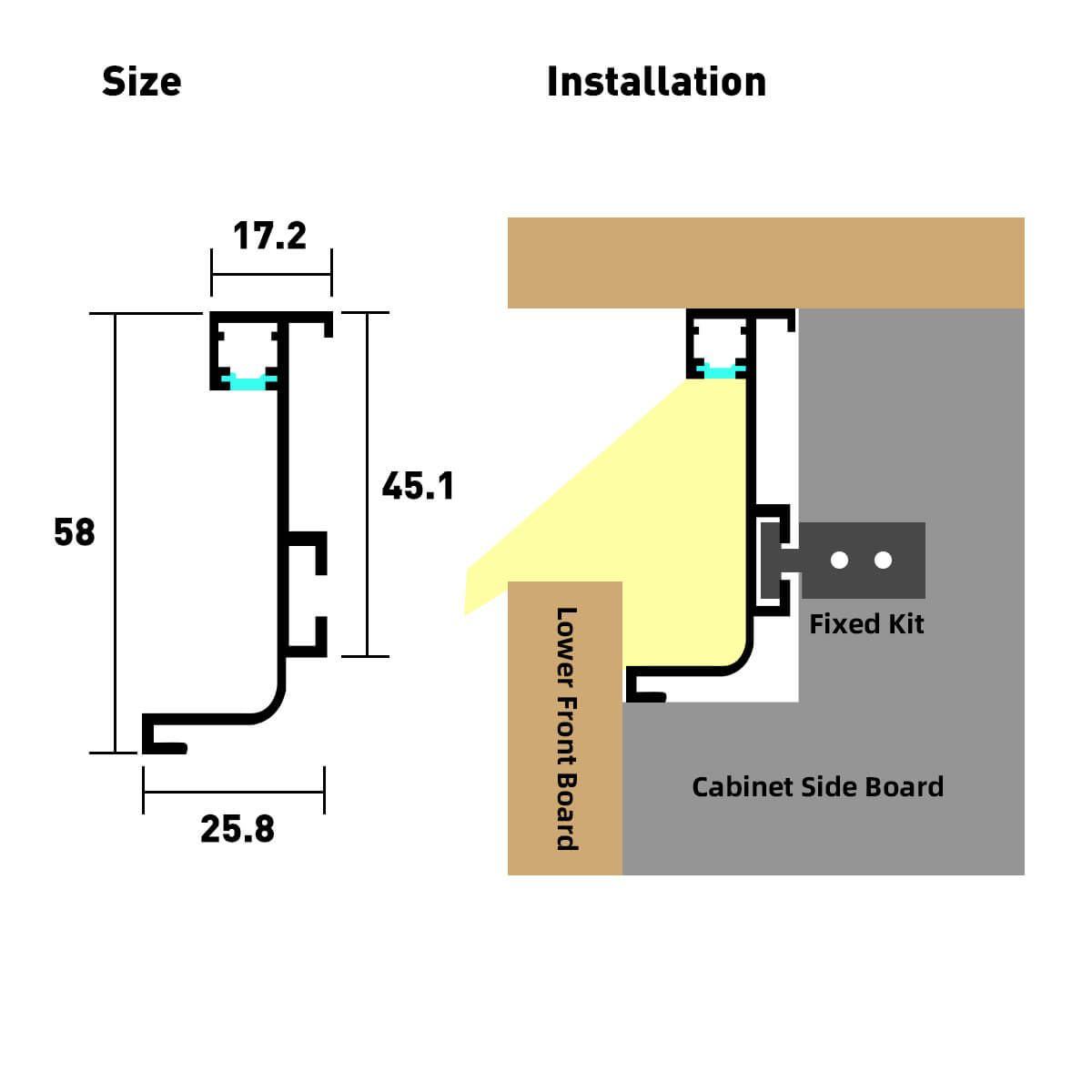 Functional Low-Profile Drawer Slide with Built-In LED Light Strip